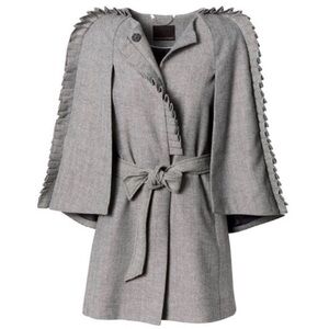 Olivia Palermo x Banana Republic Gray Black White Patterned Cape Coat